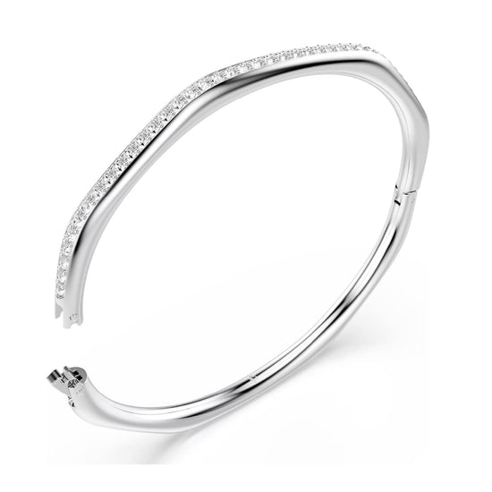Bracciale rigido Swarovski rodiato con cristalli bianchi M 17 cm