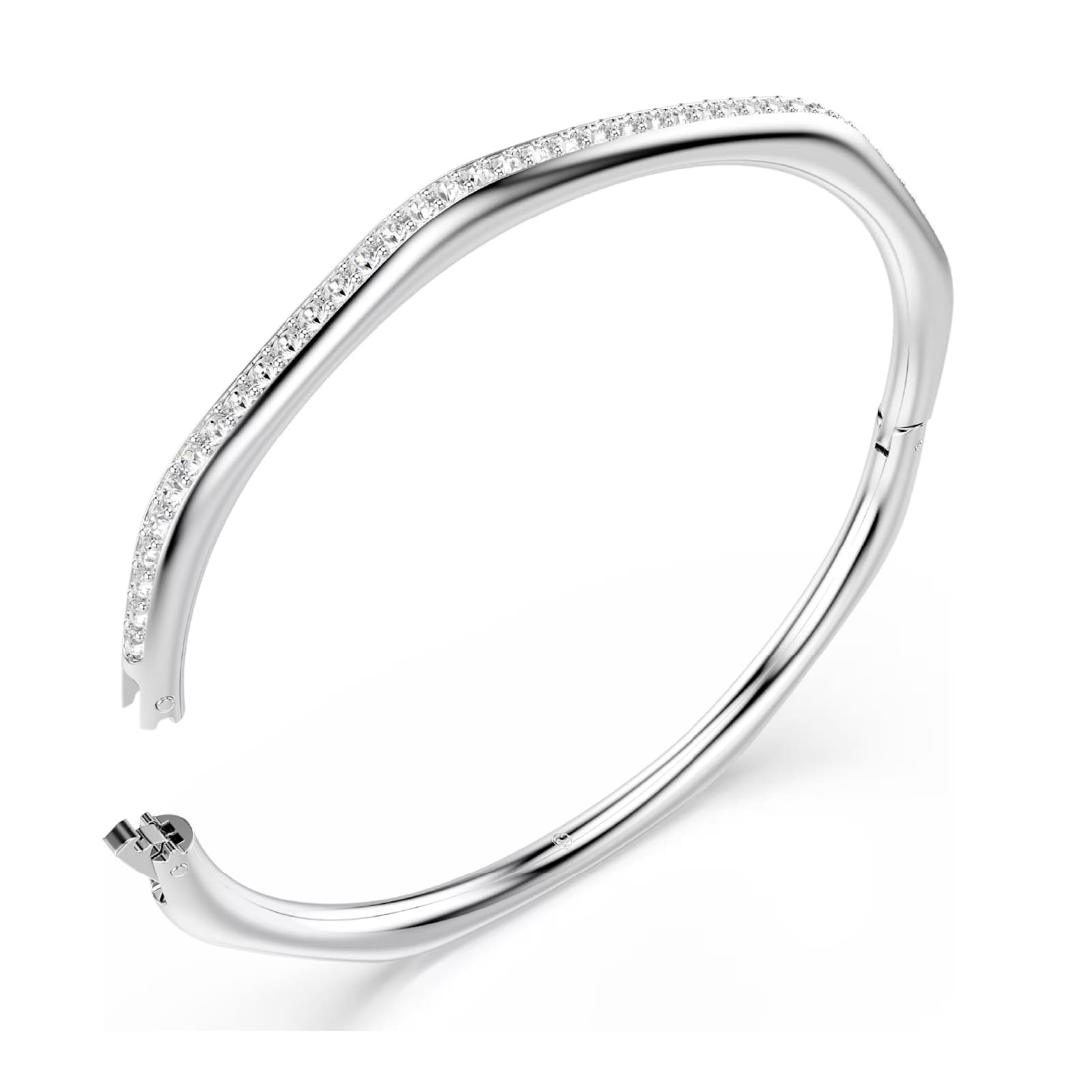 Bracciale rigido Swarovski rodiato con cristalli bianchi M 17 cm