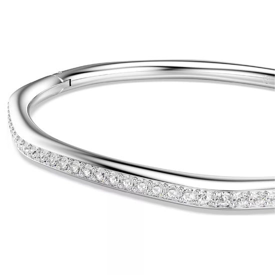 Bracciale rigido Swarovski rodiato con cristalli bianchi M 17 cm