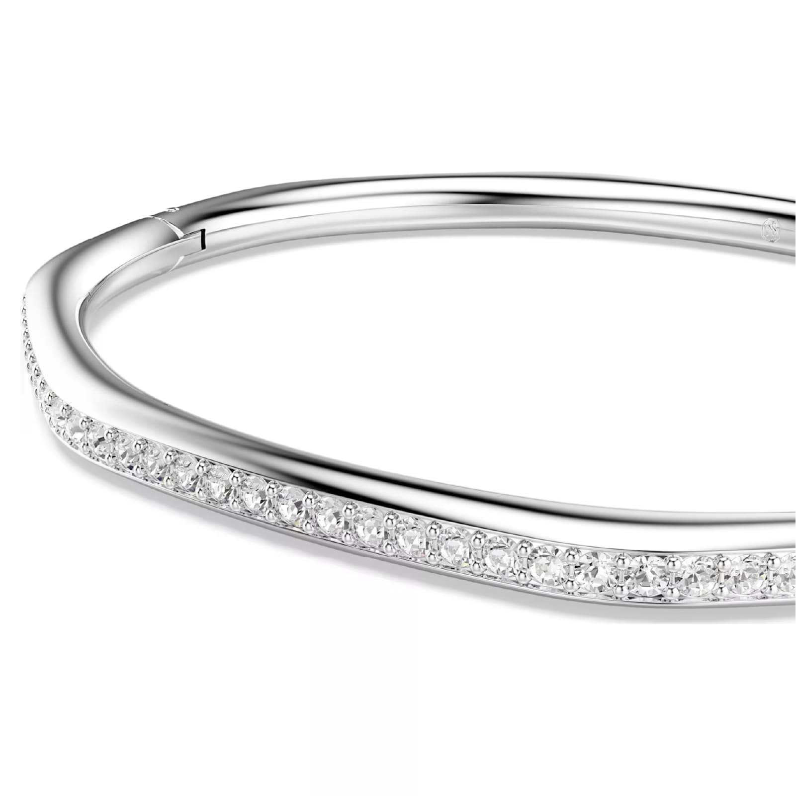Bracciale rigido Swarovski rodiato con cristalli bianchi M 17 cm
