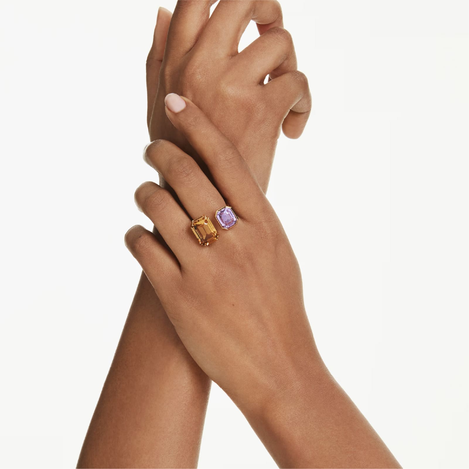 Anello da donna Swarovski dorato con cristalli ottagonali 15