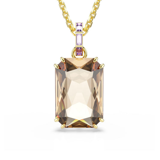Collana lunga Swarovski dorata con cristallo rettangolare MISURA UNICA