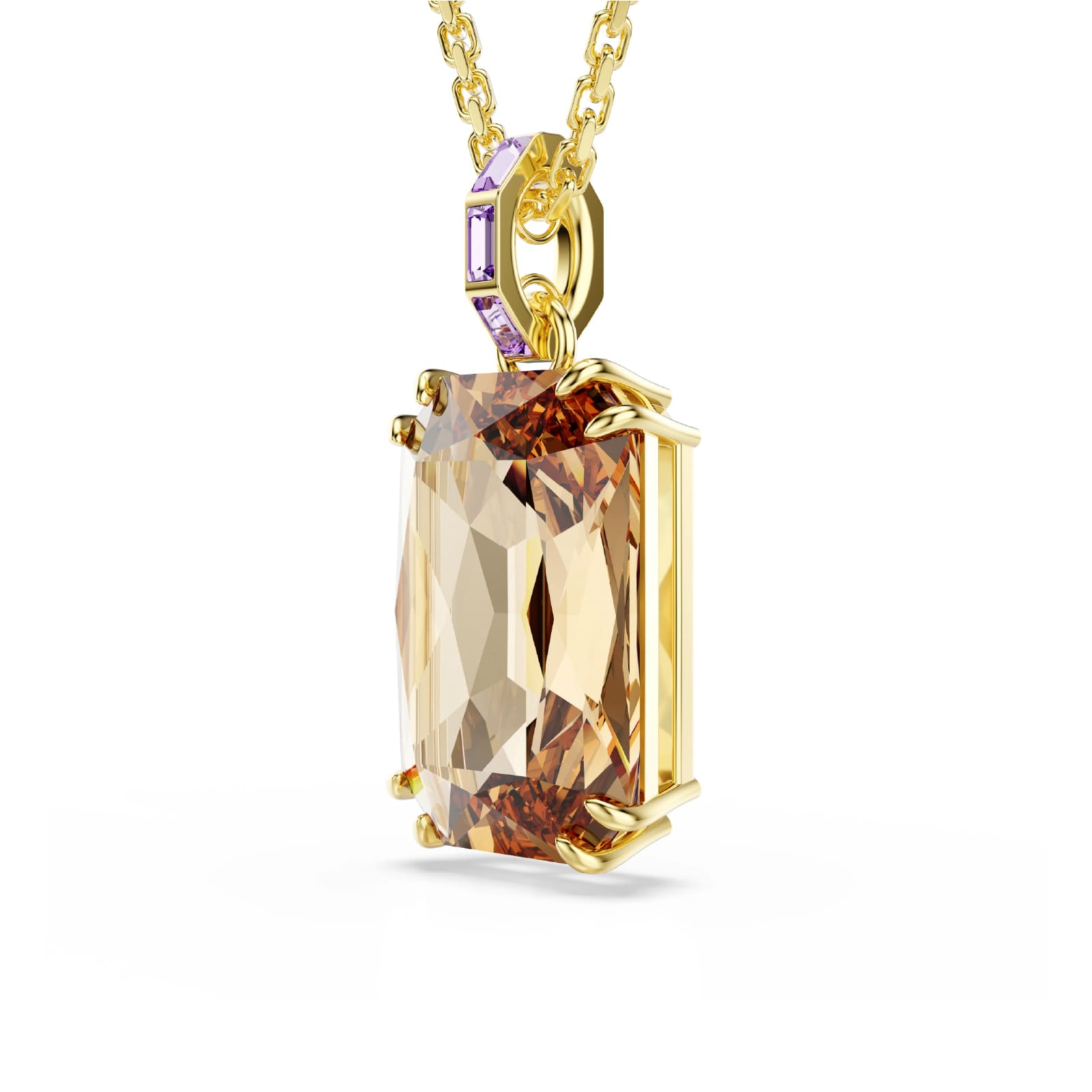 Collana lunga Swarovski dorata con cristallo rettangolare MISURA UNICA