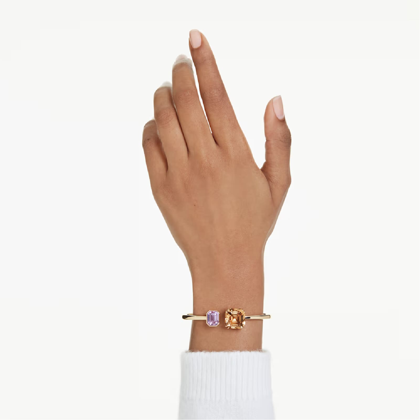 Bracciale rigido Swarovski rodiato con pietre multicolor M 16,5 cm