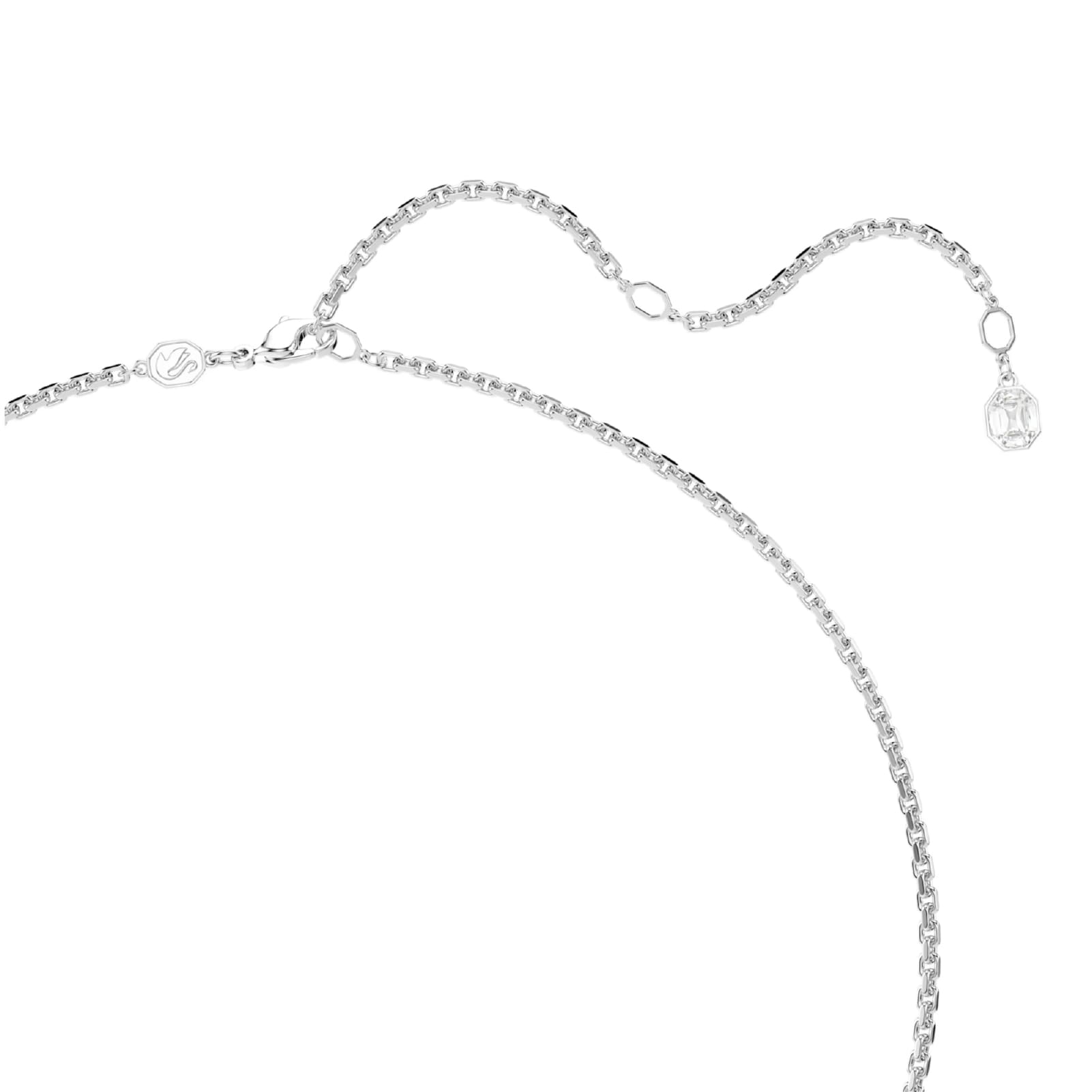 Collana lunga Swarovski rodiata con cristallo rettangolare MISURA UNICA