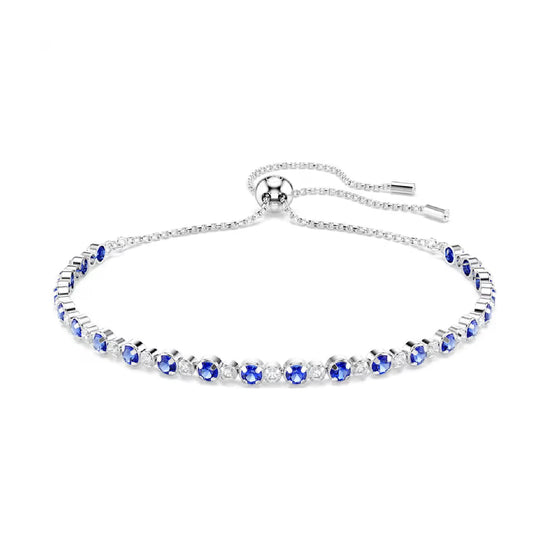 Bracciale tennis Swarovski rodiato cristalli bianchi e blu REGOLABILE