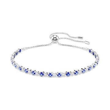 Bracciale tennis Swarovski rodiato cristalli bianchi e blu REGOLABILE