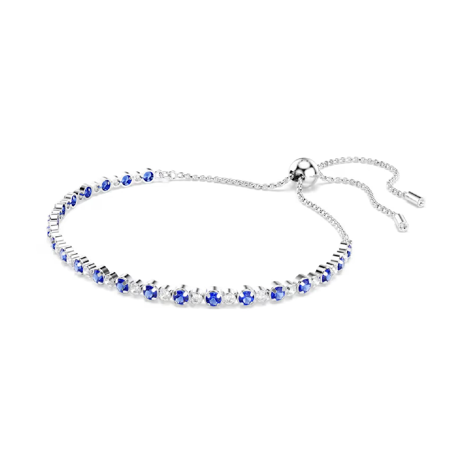 Bracciale tennis Swarovski rodiato cristalli bianchi e blu REGOLABILE
