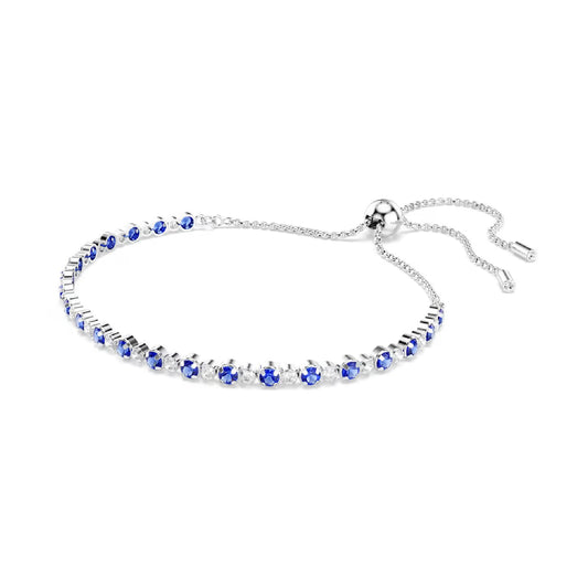 Bracciale tennis Swarovski rodiato cristalli bianchi e blu REGOLABILE