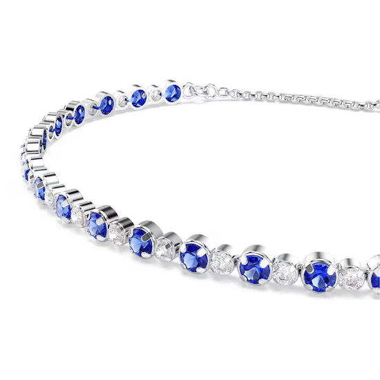 Bracciale tennis Swarovski rodiato cristalli bianchi e blu REGOLABILE