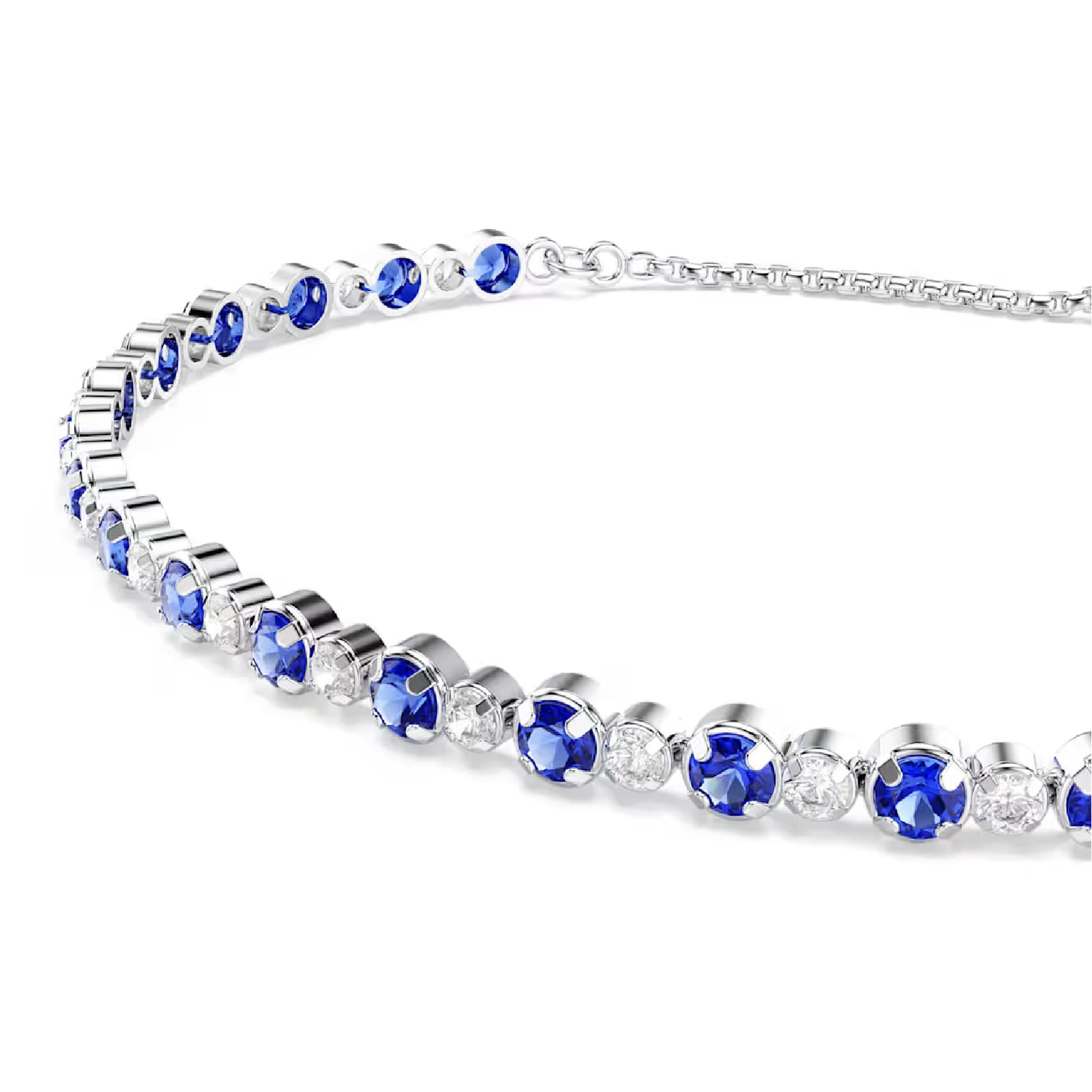 Bracciale tennis Swarovski rodiato cristalli bianchi e blu REGOLABILE