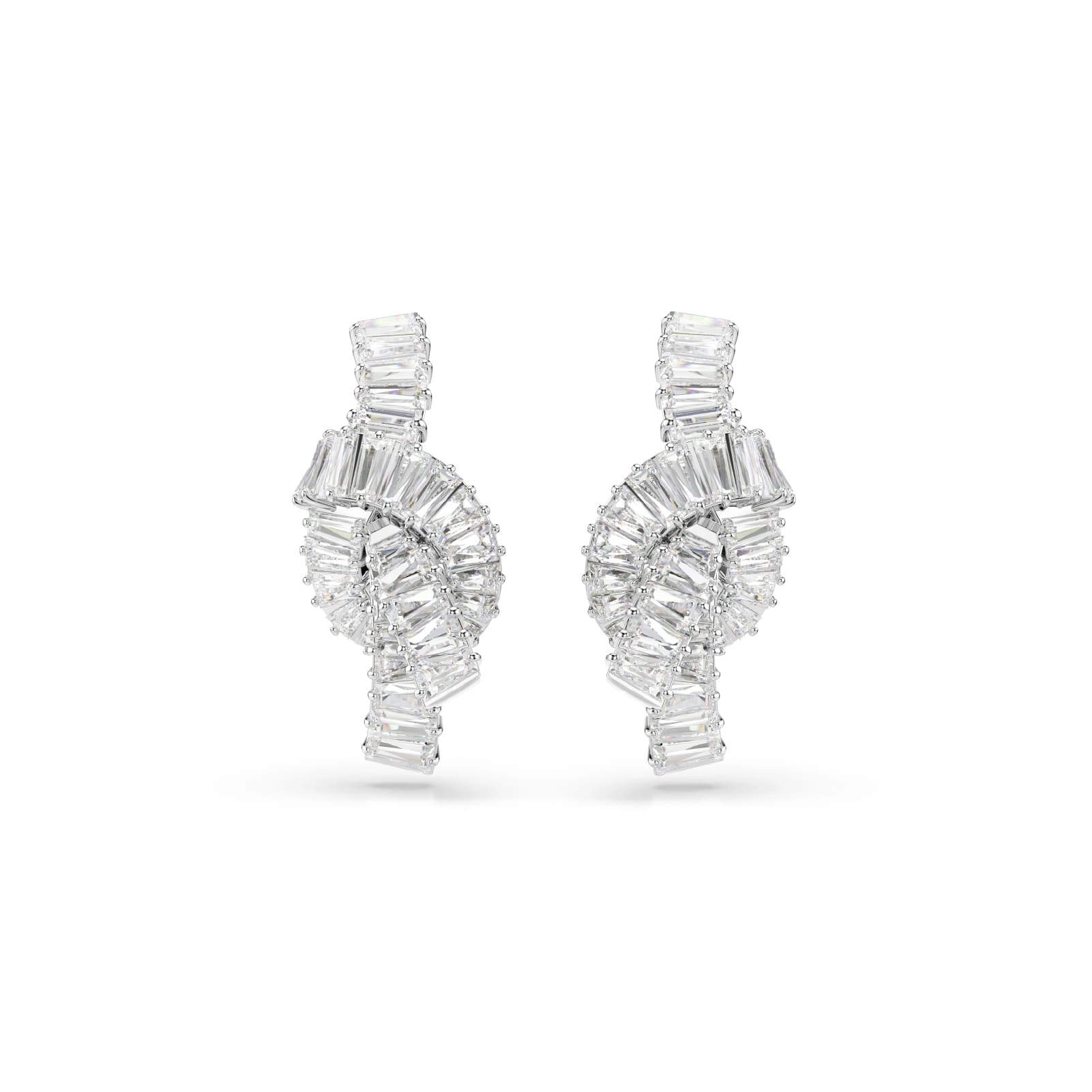 Orecchini a lobo Swarovski rodiato con nodo di cristalli MISURA UNICA