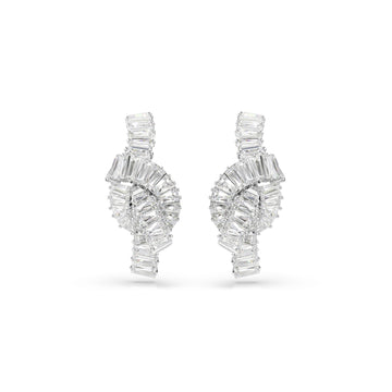 Orecchini a lobo Swarovski rodiato con nodo di cristalli MISURA UNICA