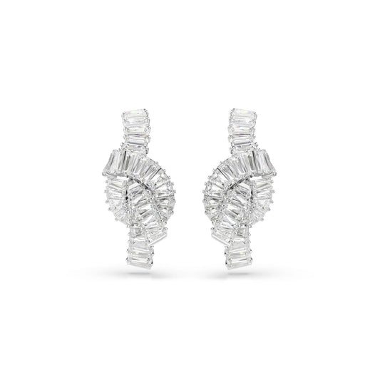Orecchini a lobo Swarovski rodiato con nodo di cristalli MISURA UNICA