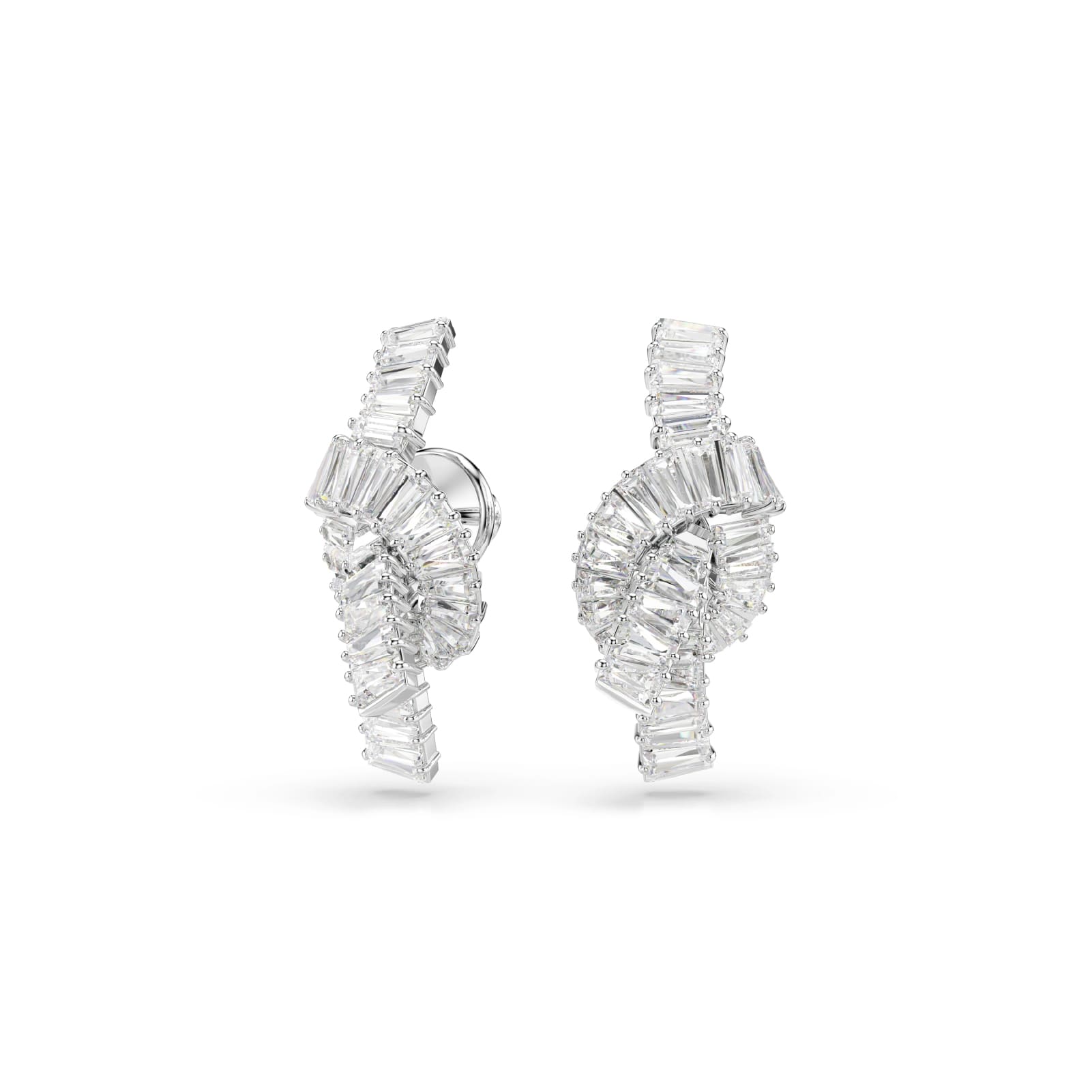 Orecchini a lobo Swarovski rodiato con nodo di cristalli MISURA UNICA