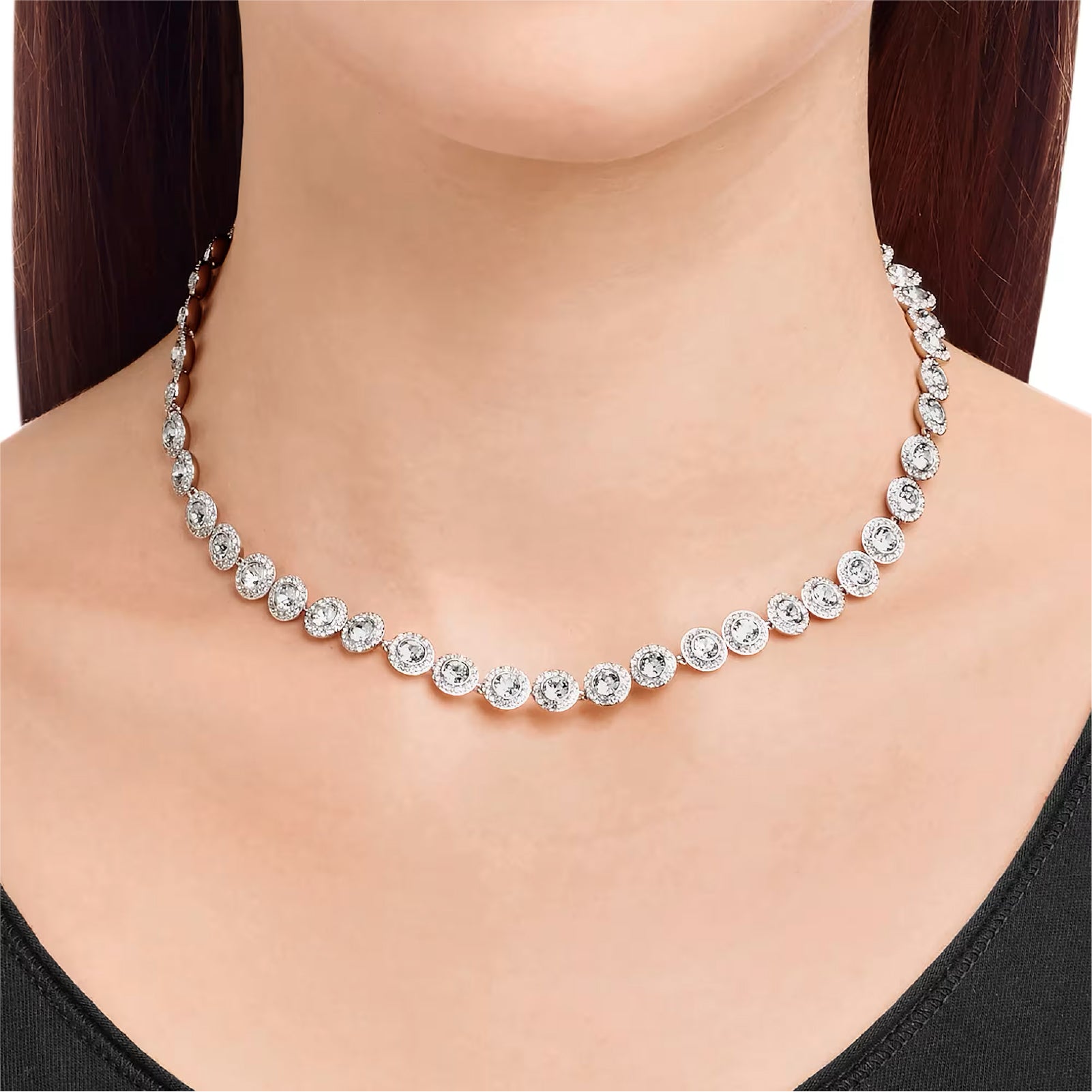 Collana tennis donna Swarovski rodiato con cristalli bianchi MISURA UNICA