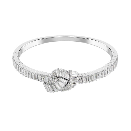 Bracciale rigido Swarovski placcato rodio nastro di cristalli Rigido