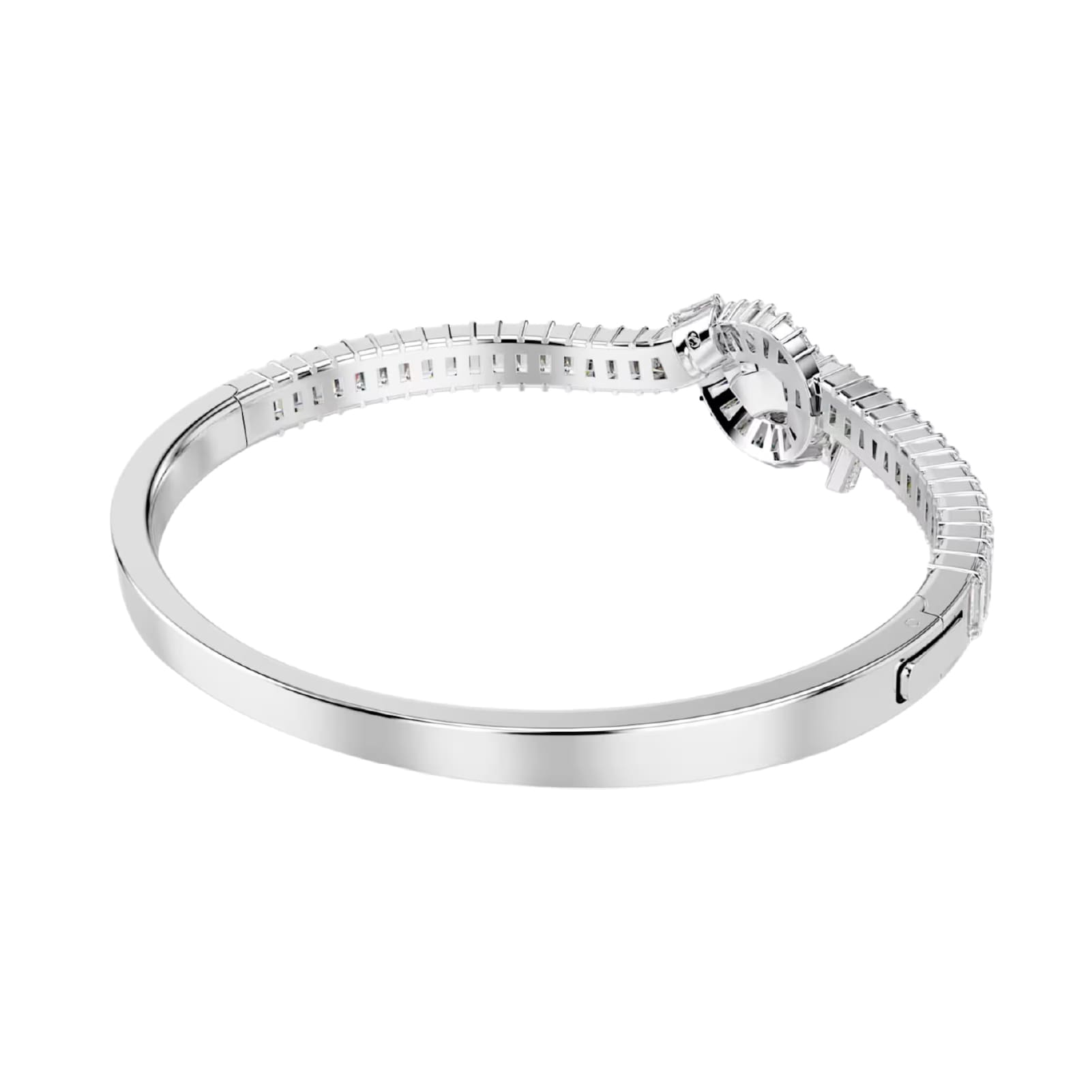 Bracciale rigido Swarovski placcato rodio nastro di cristalli Rigido