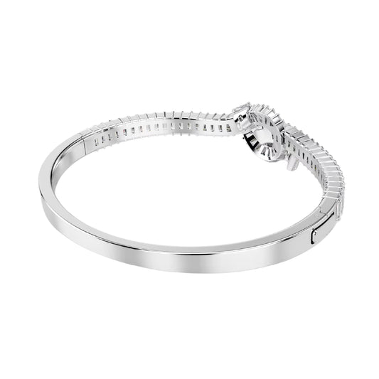 Bracciale rigido Swarovski placcato rodio nastro di cristalli Rigido