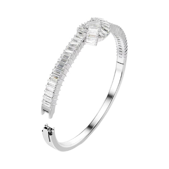 Bracciale rigido Swarovski placcato rodio nastro di cristalli Rigido