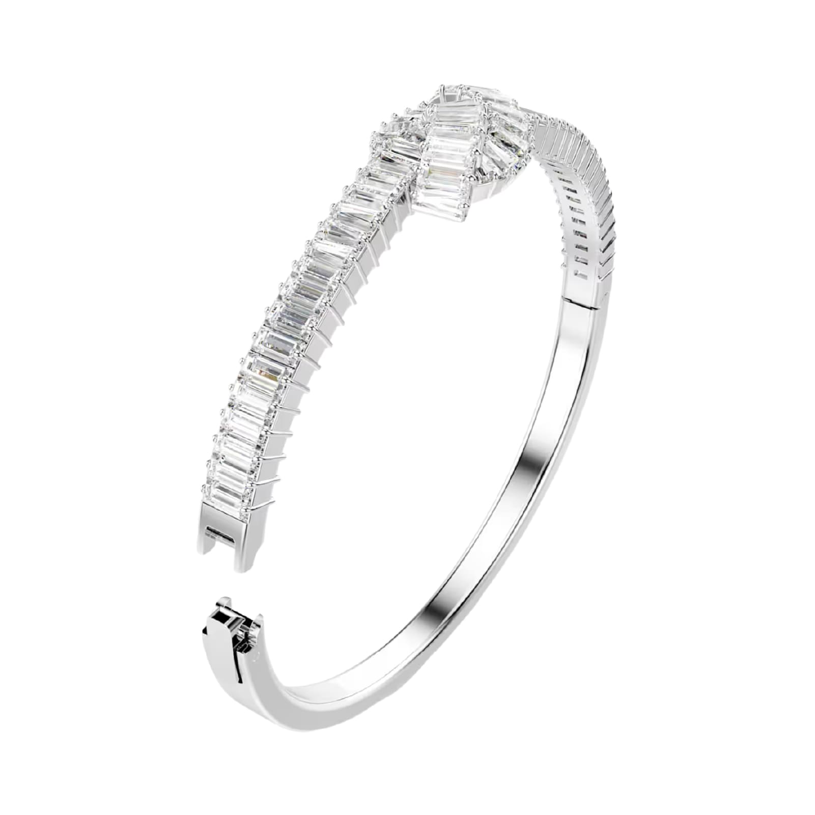 Bracciale rigido Swarovski placcato rodio nastro di cristalli Rigido