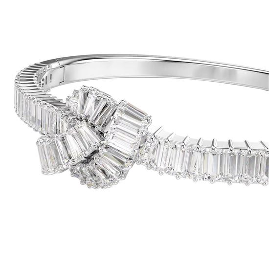 Bracciale rigido Swarovski placcato rodio nastro di cristalli Rigido