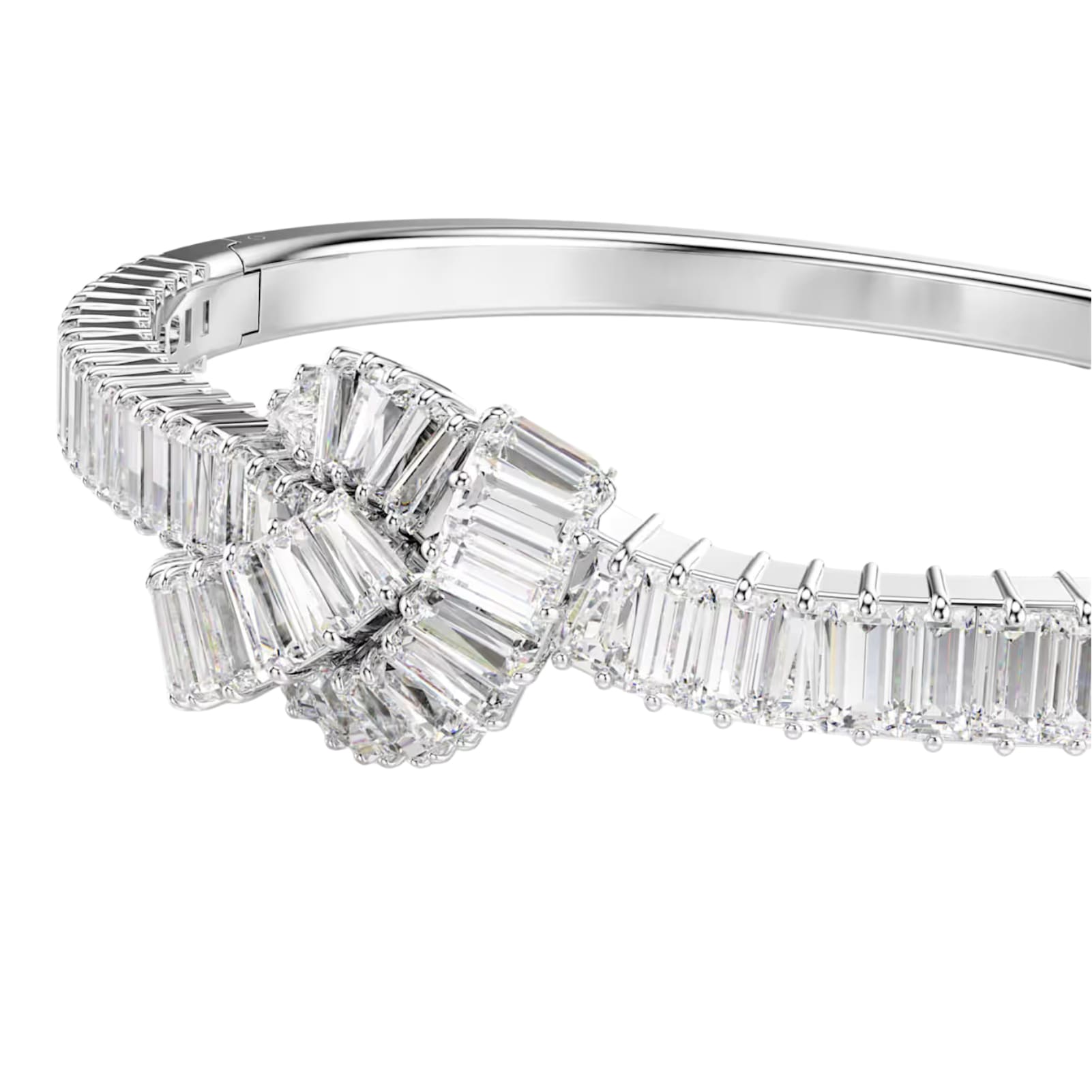 Bracciale rigido Swarovski placcato rodio nastro di cristalli Rigido