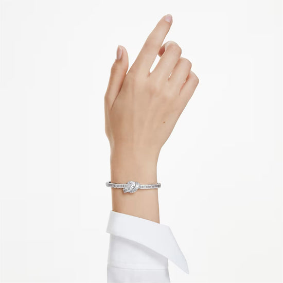 Bracciale rigido Swarovski placcato rodio nastro di cristalli Rigido