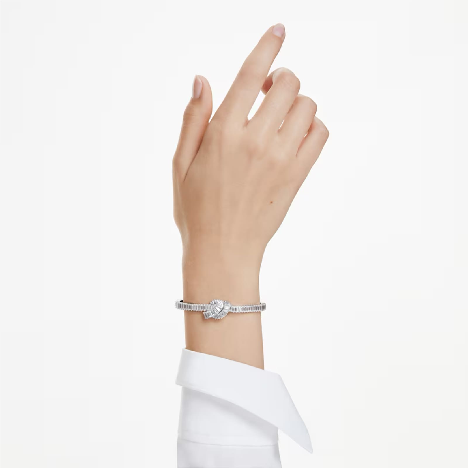 Bracciale rigido Swarovski placcato rodio nastro di cristalli Rigido