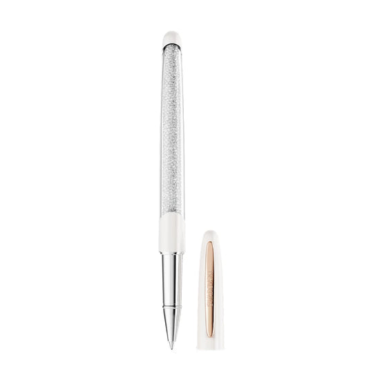 Penna Roller da donna Swarovski di colore bianco e rosé MISURA UNICA