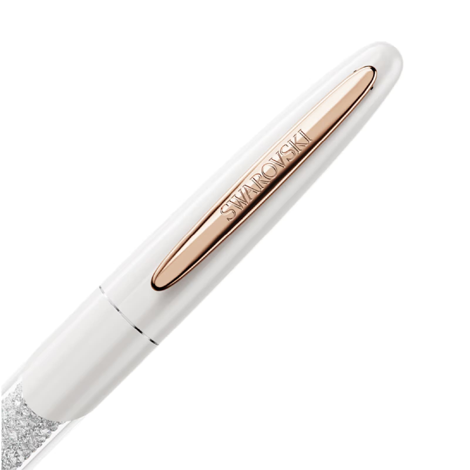 Penna Roller da donna Swarovski di colore bianco e rosé MISURA UNICA