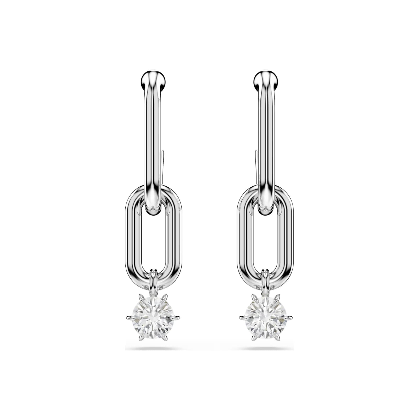 Orecchini pendenti Swarovski rodiato con cristalli bianchi MISURA UNICA