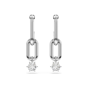 Orecchini pendenti Swarovski rodiato con cristalli bianchi MISURA UNICA