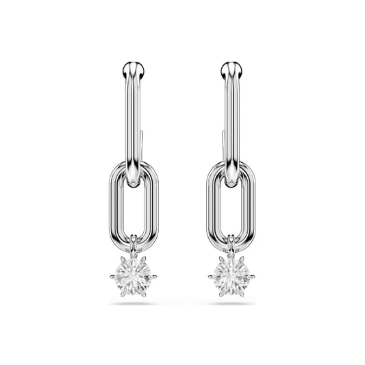 Orecchini pendenti Swarovski rodiato con cristalli bianchi MISURA UNICA