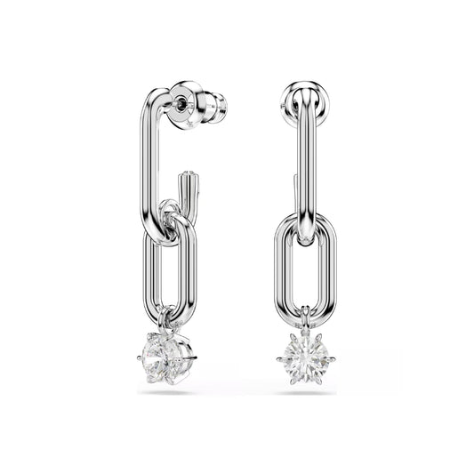 Orecchini pendenti Swarovski rodiato con cristalli bianchi MISURA UNICA