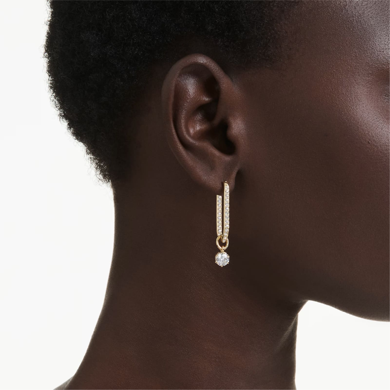 Orecchini pendenti Swarovski dorato con cristalli bianchi MISURA UNICA