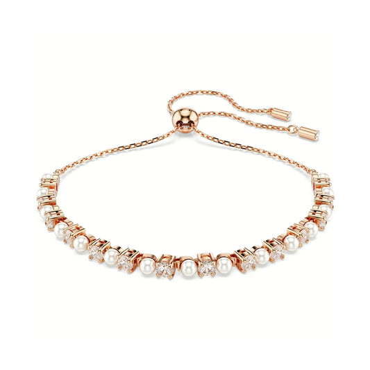 Bracciale tennis Swarovski Matrix rosé con cristalli e perle REGOLABILE