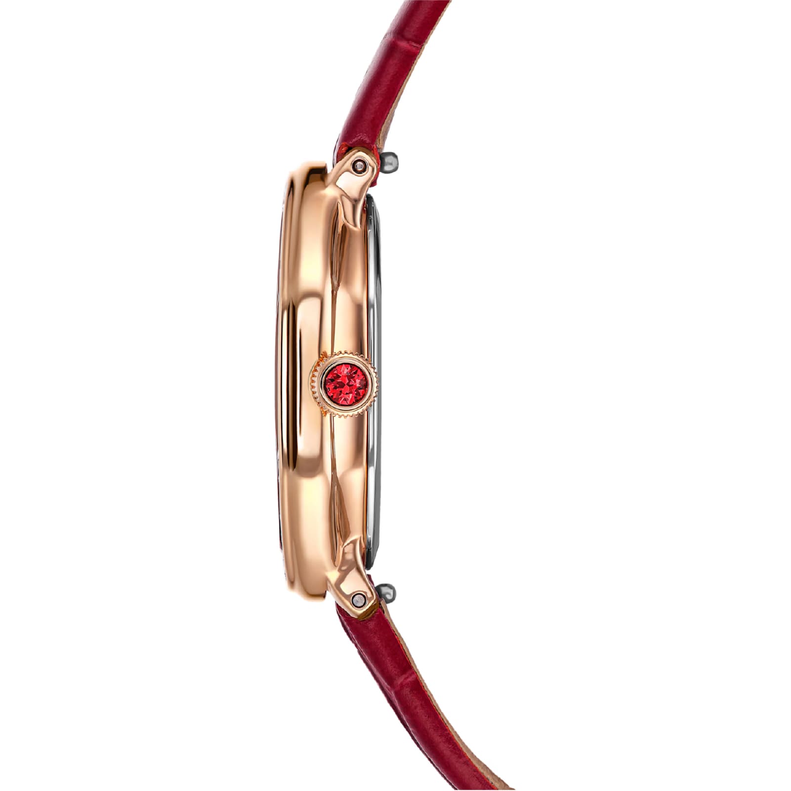 Orologio solo tempo Swarovski in pelle rosso con cristalli MISURA UNICA