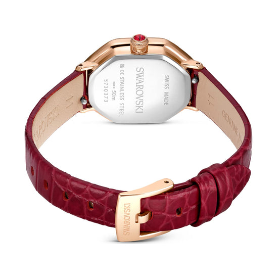 Orologio solo tempo Swarovski in pelle rosso con cristalli MISURA UNICA
