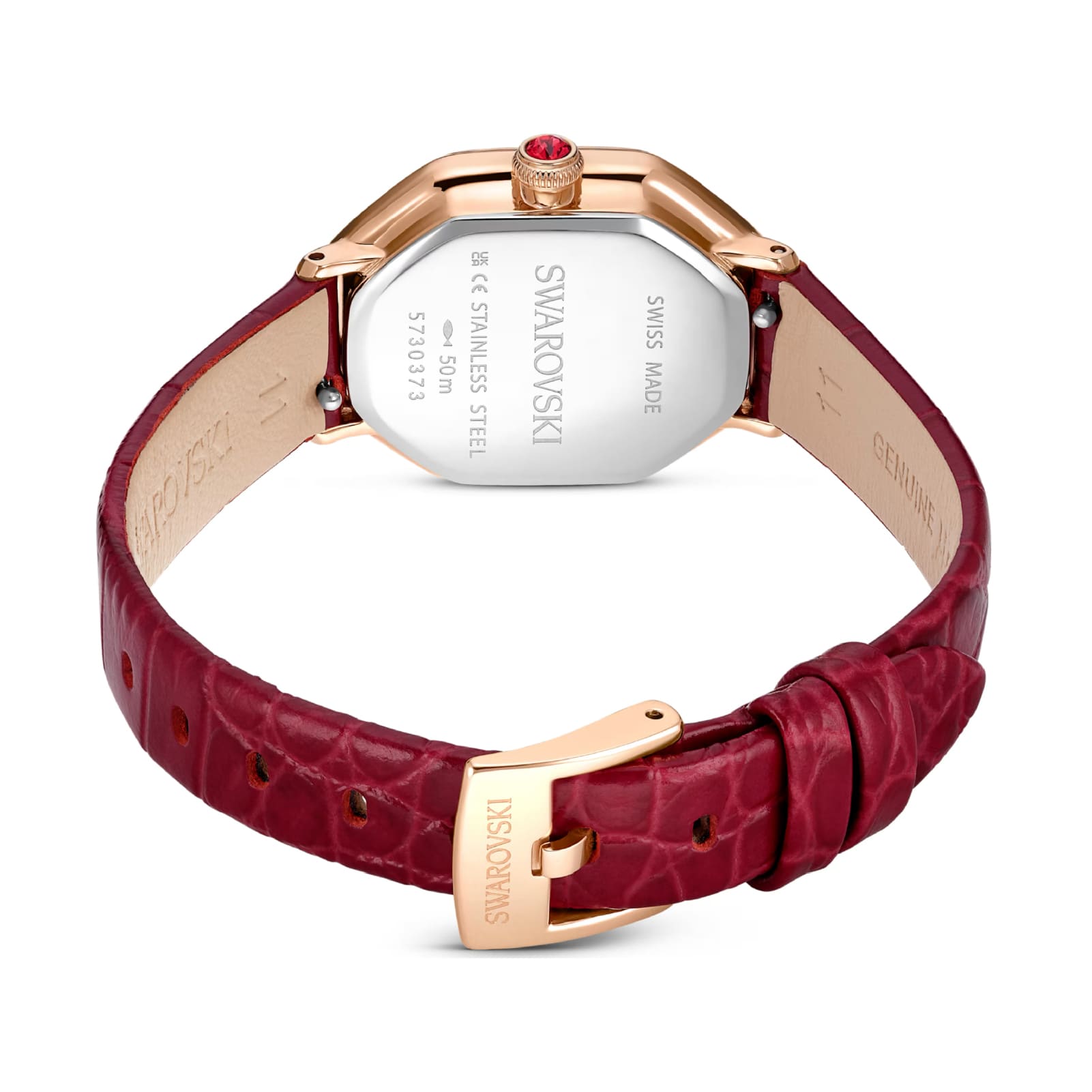 Orologio solo tempo Swarovski in pelle rosso con cristalli MISURA UNICA