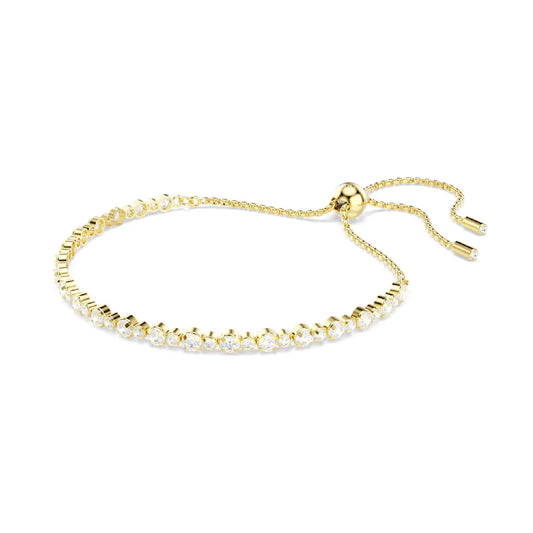Bracciale tennis Swarovski dorato con cristalli bianchi REGOLABILE