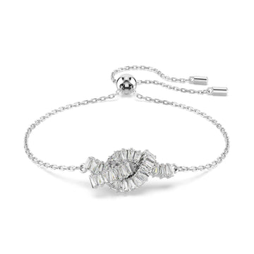 Bracciale catena Swarovski rodiato con nodo di cristalli REGOLABILE