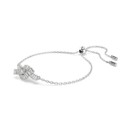 Bracciale catena Swarovski rodiato con nodo di cristalli REGOLABILE