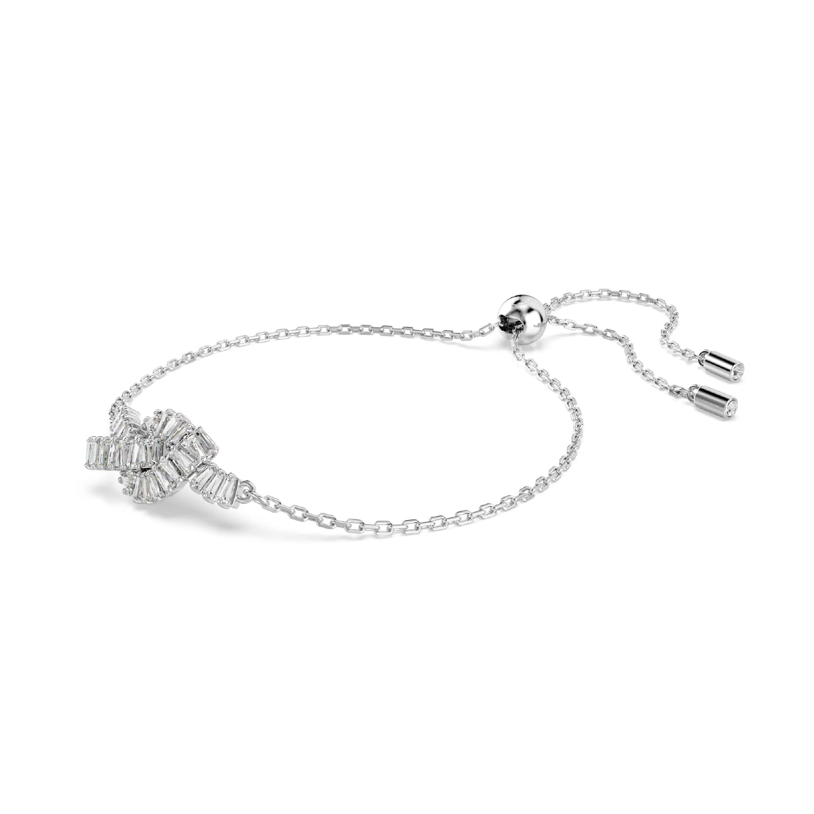 Bracciale catena Swarovski rodiato con nodo di cristalli REGOLABILE