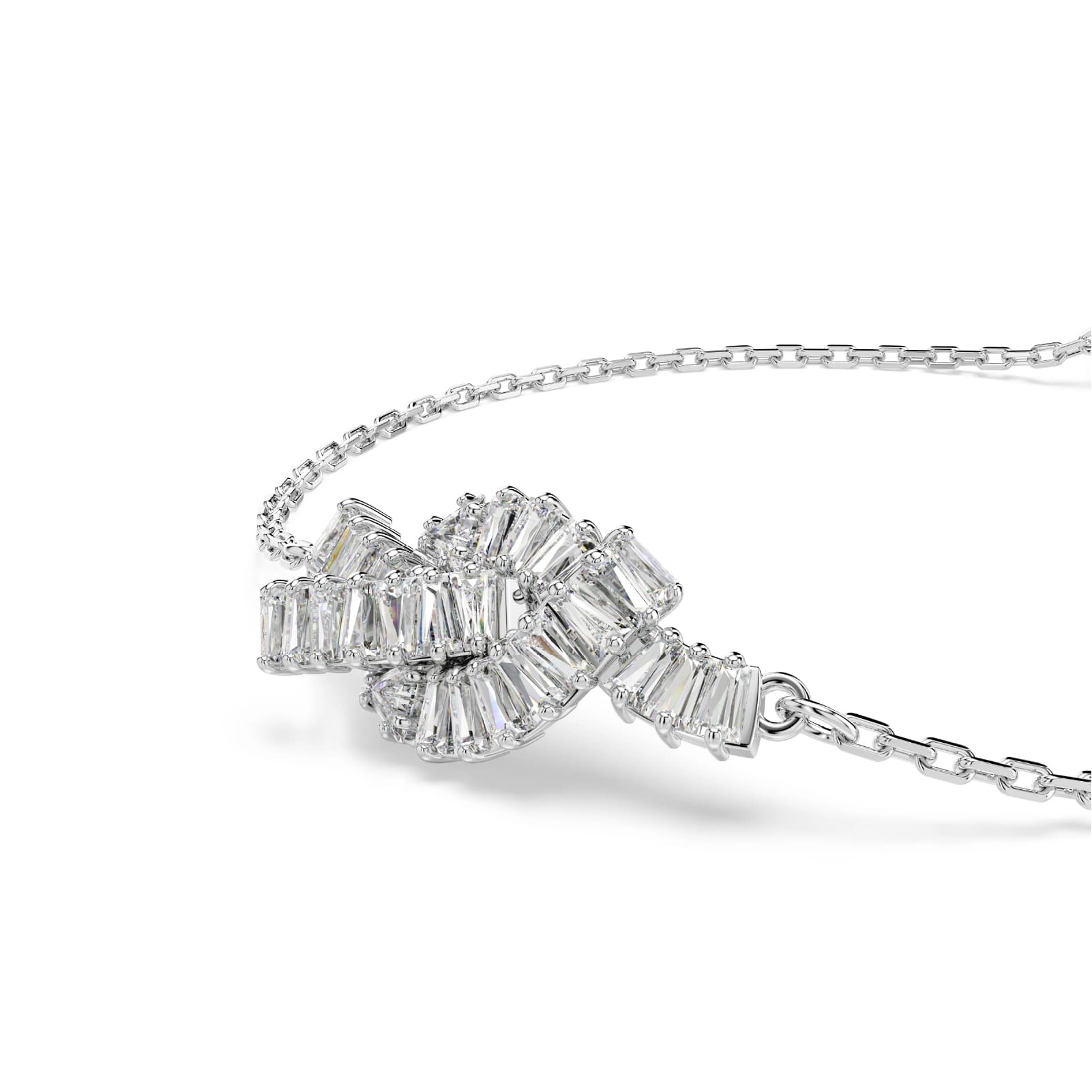 Bracciale catena Swarovski rodiato con nodo di cristalli REGOLABILE