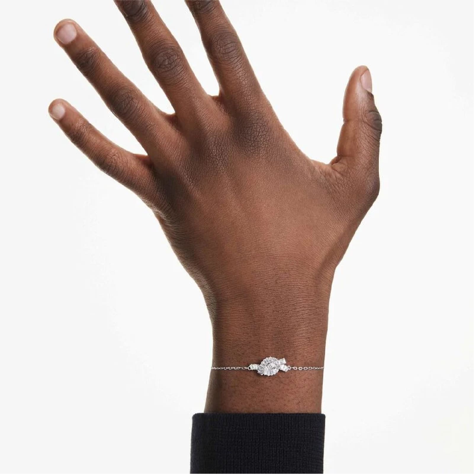 Bracciale catena Swarovski rodiato con nodo di cristalli REGOLABILE