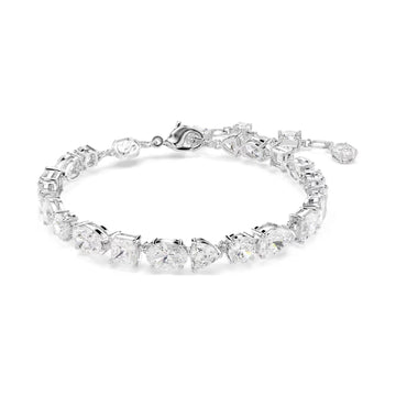 Bracciale tennis Swarovski rodiato cristalli di diversi tagli Regolabile 15,5-20 cm