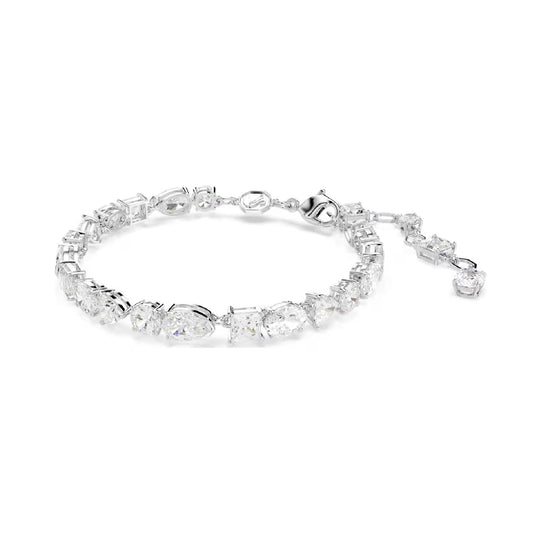 Bracciale tennis Swarovski rodiato cristalli di diversi tagli Regolabile 15,5-20 cm