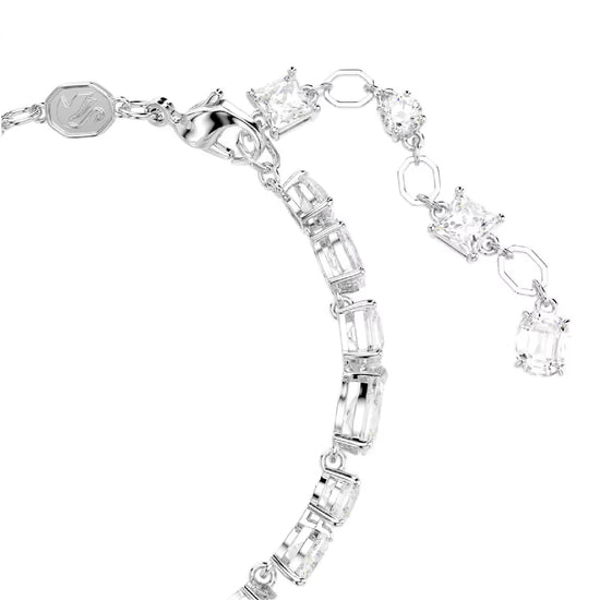 Bracciale tennis Swarovski rodiato cristalli di diversi tagli Regolabile 15,5-20 cm