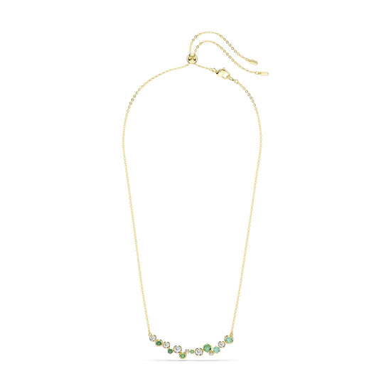 Collana girocollo Swarovski dorato cristalli bianchi e verdi MISURA UNICA